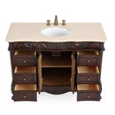 48 Inch Dark Brown Traditional Style Single Sink Cream Marble Countertop Beckham Bathroom Vanity