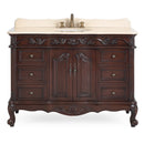 48 Inch Dark Brown Traditional Style Single Sink Cream Marble Countertop Beckham Bathroom Vanity