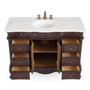 48 Inch Dark Brown Traditional Style Single Sink White Marble Countertop Beckham Bathroom Vanity