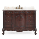48 Inch Dark Brown Traditional Style Single Sink White Marble Countertop Beckham Bathroom Vanity
