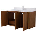 48 Inch Fume Single Sink Mango Warm Oak Brown Finish Wall Mount Floating Style Bathroom Vanity