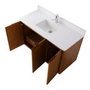 48 Inch Fume Single Sink Mango Warm Oak Brown Finish Wall Mount Floating Style Bathroom Vanity