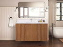 48 Inch Fume Single Sink Mango Warm Oak Brown Finish Wall Mount Floating Style Bathroom Vanity