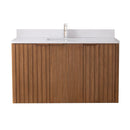 48 Inch Fume Single Sink Mango Warm Oak Brown Finish Wall Mount Floating Style Bathroom Vanity