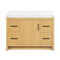 48 Inch Light Oak Sandi Single Sink Bathroom Vanity Toe Kick Style With White Quartz Top - Chans Furniture