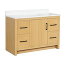 48 Inch Light Oak Sandi Single Sink Bathroom Vanity Toe Kick Style With White Quartz Top - Chans Furniture