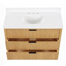 48 Inch Modern Golden Oak Coris Single Sink Bathroom Vanity With White Quartz Top