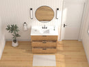 48 Inch Modern Golden Oak Coris Single Sink Bathroom Vanity With White Quartz Top