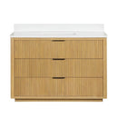 48 Inch Modern Light Oak Coris Single Sink Bathroom Vanity With White Quartz Top - Chans Furniture