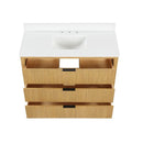 48 Inch Modern Light Oak Coris Single Sink Bathroom Vanity With White Quartz Top - Chans Furniture