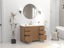 48 Inch Natural Oak Fluted Style Marbella Bathroom Vanity With White Quartz Top