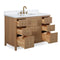 48 Inch Natural Oak Fluted Style Marbella Bathroom Vanity With White Quartz Top