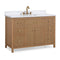 48 Inch Natural Oak Fluted Style Marbella Bathroom Vanity With White Quartz Top
