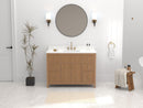 48 Inch Natural Oak Fluted Style Marbella Bathroom Vanity With White Quartz Top