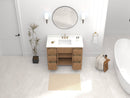 48 Inch Natural Oak Fluted Style Marbella Bathroom Vanity With White Quartz Top