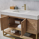 48 Inch Single Vanity in Oak Finish with White Fairy White Stone Countertop - Chans Furniture