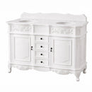 48 Inch Traditional Double Sink Bathroom Vanity Antique White with White Quartz Top