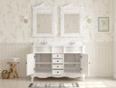 48 Inch Traditional Double Sink Bathroom Vanity Antique White with White Quartz Top