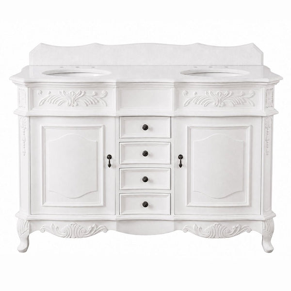 Antique white Morton 48 inch double sink vanity with white quartz top