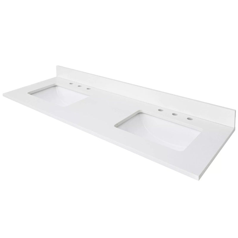 48 inch White Solid Surface Bathroom Vanity Counter Top With Sink - Chans Furniture