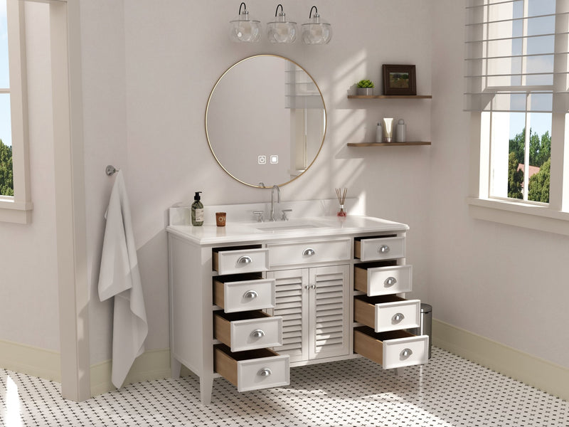 50 Inch Contemporary Style White Kalani Bathroom Vanity