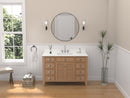 50 Inch Contemporary Style Wood Finish Kalani Bathroom Vanity With White Quartz Top