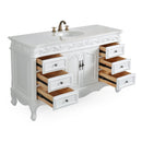 56 Inch Antique White Traditional Style Single Sink Beckham Bathroom Vanity