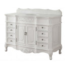 56 Inch Morton Antique Style White Single Sink Bathroom Vanity | White Quartz Top