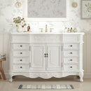 56 Inch Morton Antique Style White Single Sink Bathroom Vanity | White Quartz Top