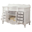 56 Inch Morton Antique Style White Single Sink Bathroom Vanity | White Quartz Top