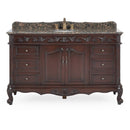 56" Traditional Style Brown Beckham Bathroom Sink Vanity With Baltic Brown Top