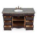 56" Traditional Style Brown Beckham Bathroom Sink Vanity With Baltic Brown Top