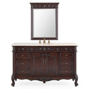 56" Traditional Style Brown Beckham Bathroom Sink Vanity With CreamTop