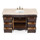56" Traditional Style Brown Beckham Bathroom Sink Vanity With CreamTop
