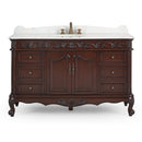 56" Traditional Style Brown Beckham Bathroom Sink Vanity With White Top