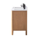 60 Inch Barque Double Sink Warm Oak Brown Finish Bathroom Vanity With White Top