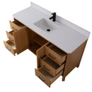 60 Inch Barque Single Sink Warm Oak Brown Finish Bathroom Vanity With White Top