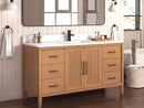 60 Inch Barque Single Sink Warm Oak Brown Finish Bathroom Vanity With White Top