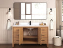 60 Inch Barque Single Sink Warm Oak Brown Finish Bathroom Vanity With White Top