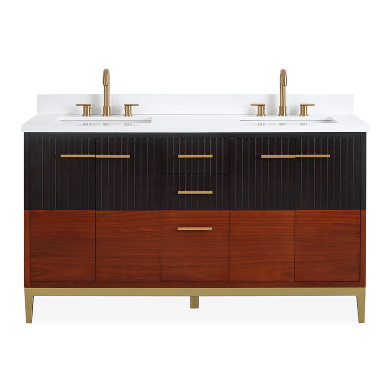 60 Inch Beatrice Mid - Century Trendy Modern Double Sink Bathroom Vanity - Chans Furniture