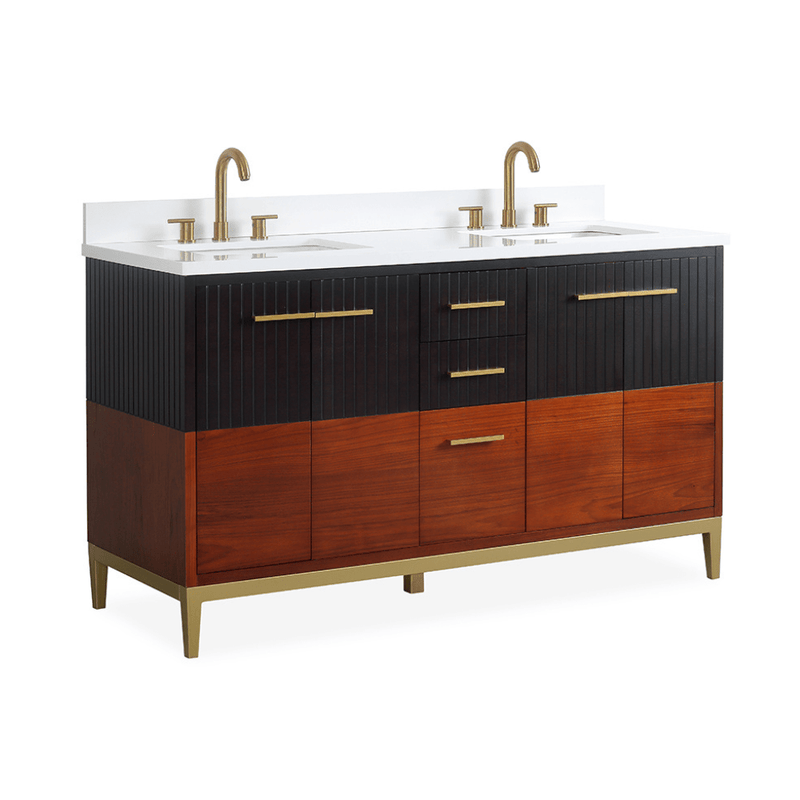 60 Inch Beatrice Mid - Century Trendy Modern Double Sink Bathroom Vanity