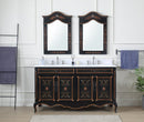 60 Inch Black Hand - Painted Floral Decoroso Double Sink Bathroom Vanity - Chans Furniture