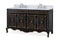 60 Inch Black Hand - Painted Floral Decoroso Double Sink Bathroom Vanity - Chans Furniture