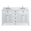 60 Inch Contemporary Style Double Sink White Kalani Bathroom Vanity - Chans Furniture