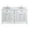 60 Inch Contemporary Style Double Sink White Kalani Bathroom Vanity - Chans Furniture