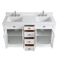 60 Inch Contemporary Style Double Sink White Kalani Bathroom Vanity