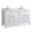 60 Inch Contemporary Style Double Sink White Kalani Bathroom Vanity - Chans Furniture