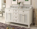 60 Inch Contemporary Style Double Sink White Kalani Bathroom Vanity - Chans Furniture