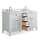 60 Inch Contemporary Style Double Sink White Kalani Bathroom Vanity - Chans Furniture