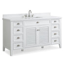 60 Inch Contemporary Style Single Sink White Kalani Bathroom Vanity - Chans Furniture